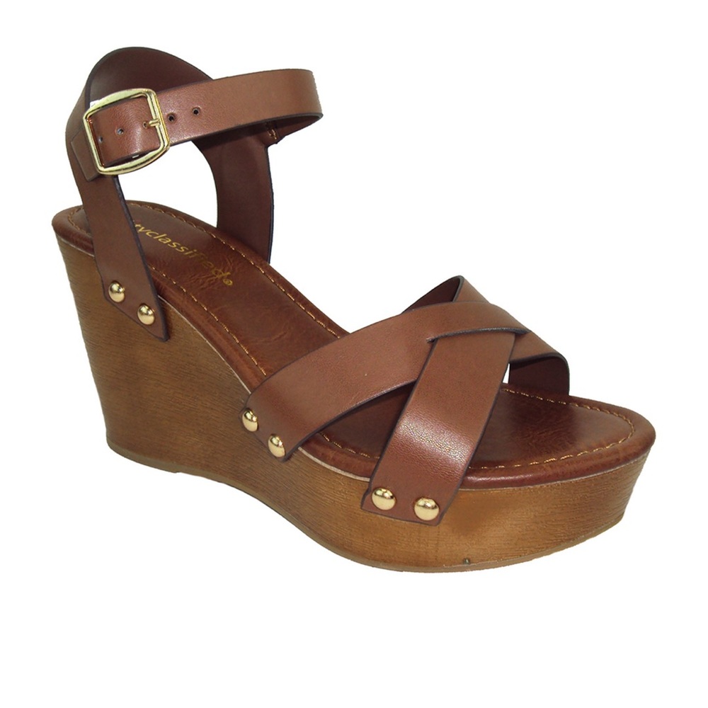 Maurices Brown Wedge Ankle Strap Heel Shoe Size 10 - Picture 1 of 6